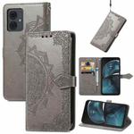 For Motorola Moto G14 Mandala Flower Embossed Leather Phone Case(Gray)
