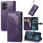 For Motorola Moto G14 Mandala Flower Embossed Leather Phone Case(Purple)