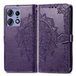 For Motorola Edge 50 Pro Mandala Flower Embossed Leather Phone Case(Purple)