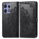 For Motorola Edge 50 Pro Mandala Flower Embossed Leather Phone Case(Black)