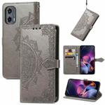 For Motorola Moto G Stylus 5G 2024 Mandala Flower Embossed Leather Phone Case(Gray)