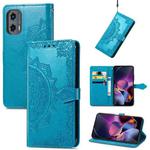 For Motorola Moto G Stylus 5G 2024 Mandala Flower Embossed Leather Phone Case(Blue)