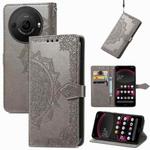For Sharp Aquos R8 Pro Mandala Flower Embossed Leather Phone Case(Gray)