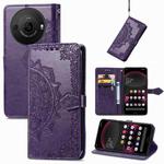 For Sharp Aquos R8 Pro Mandala Flower Embossed Leather Phone Case(Purple)