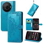 For Sharp Aquos R8 Pro Mandala Flower Embossed Leather Phone Case(Blue)