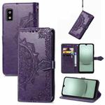 For Sharp Aquos Wish 3 Mandala Flower Embossed Leather Phone Case(Purple)