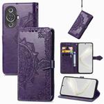 For Huawei Nova 11 Mandala Flower Embossed Leather Phone Case(Purple)