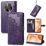 For Huawei Nova Y91 Mandala Flower Embossed Leather Phone Case(Purple)