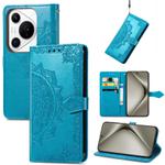 For Huawei Pura 70 Mandala Flower Embossed Leather Phone Case(Blue)