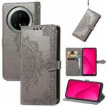 For Huawei Mate 70 Pro Mandala Flower Embossed Leather Phone Case(Gray)