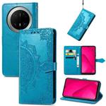 For Huawei Mate 70 Pro Mandala Flower Embossed Leather Phone Case(Blue)