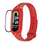 For Xiaomi Mi Band 8 ENKAY Hat-Prince Full Coverage Screen Protector + Adjsutable Silicone Sport Loop Strap Watchband(Red)