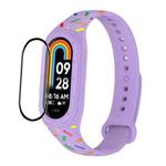 For Xiaomi Mi Band 8 ENKAY Hat-Prince Full Coverage Screen Protector + Adjsutable Silicone Sport Loop Strap Watchband(Purple)