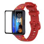For Huawei Band 8 / 9 ENKAY Hat-Prince Full Coverage Screen Protector + Adjsutable Silicone Sport Loop Strap Watchband(Red)