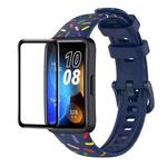 For Huawei Band 8 ENKAY Hat-Prince Full Coverage Screen Protector + Adjsutable Silicone Sport Loop Strap Watchband(Blue)