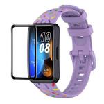 For Huawei Band 8 / 9 ENKAY Hat-Prince Full Coverage Screen Protector + Adjsutable Silicone Sport Loop Strap Watchband(Purple)