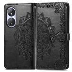 For Honor Play 50 Plus Mandala Flower Embossed Leather Phone Case(Black)