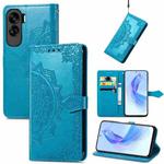 For Honor 90 Lite Mandala Flower Embossed Leather Phone Case(Blue)
