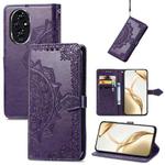 For Honor 200 Mandala Flower Embossed Leather Phone Case(Purple)