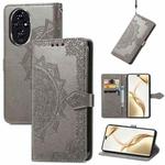 For Honor 200 Pro Mandala Flower Embossed Leather Phone Case(Gray)