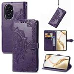 For Honor 200 Pro Mandala Flower Embossed Leather Phone Case(Purple)