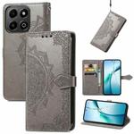 For Honor 200 Smart Mandala Flower Embossed Leather Phone Case(Gray)