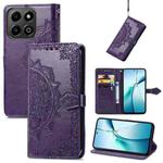 For Honor 200 Smart Mandala Flower Embossed Leather Phone Case(Purple)