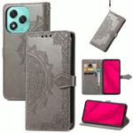 For Honor 400 Lite Mandala Flower Embossed Leather Phone Case(Gray)