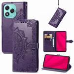 For Honor 400 Lite Mandala Flower Embossed Leather Phone Case(Purple)