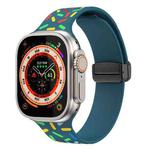 For Apple Watch 8 41mm Rainbow Dots Silicone Magnetic Black Buckle Watch Band(Blue)