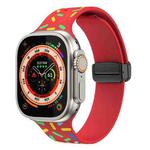 For Apple Watch 7 45mm Rainbow Dots Silicone Magnetic Black Buckle Watch Band(Red)
