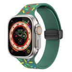 For Apple Watch SE 2022 44mm Rainbow Dots Silicone Magnetic Black Buckle Watch Band(Green)
