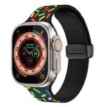 For Apple Watch 2 42mm Rainbow Dots Silicone Magnetic Black Buckle Watch Band(Black)