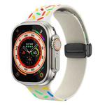 For Apple Watch 42mm Rainbow Dots Silicone Magnetic Black Buckle Watch Band(Starlight Color)