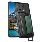 For Xiaomi 13 Pro Suteni H13 Card Wallet Wrist Strap Holder PU Phone Case(black)