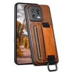 For Xiaomi 13 Suteni H13 Card Wallet Wrist Strap Holder PU Phone Case(Brown)