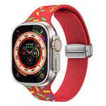 For Apple Watch Ultra 49mm Rainbow Dots Silicone Magnetic Buckle Watch Band(Red)