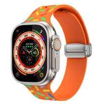 For Apple Watch 7 45mm Rainbow Dots Silicone Magnetic Buckle Watch Band(Orange)