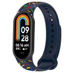 For Xiaomi Band 8 Sports Rainbow Dots Silicone Buckle Watch Band(Midnight Blue)