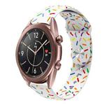 For Samsung Galaxy Watch 4 Classic 42mm / 46mm Sports Rainbow Dots Silicone Buckle Watch Band(White)