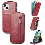 For iPhone 15 Plus Zipper Wallet Vertical Flip Leather Phone Case(Red)
