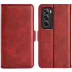 For OPPO Reno12 5G Global Dual-side Magnetic Buckle Horizontal Flip Leather Phone Case(Red)