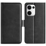 For OPPO Reno13 5G Dual-side Magnetic Buckle Horizontal Flip Leather Phone Case(Black)