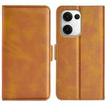 For OPPO Reno13 5G Dual-side Magnetic Buckle Horizontal Flip Leather Phone Case(Yellow)