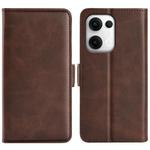 For OPPO Reno13 5G Dual-side Magnetic Buckle Horizontal Flip Leather Phone Case(Brown)