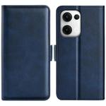 For OPPO Reno13 5G Dual-side Magnetic Buckle Horizontal Flip Leather Phone Case(Dark Blue)