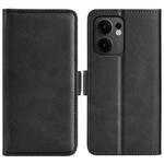 For OPPO Reno13 F Dual-side Magnetic Buckle Horizontal Flip Leather Phone Case(Black)