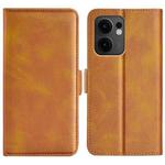 For OPPO Reno13 F Dual-side Magnetic Buckle Horizontal Flip Leather Phone Case(Yellow)