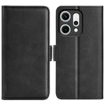 For OPPO Reno14 Pro 5G Global Dual-side Magnetic Buckle Horizontal Flip Leather Phone Case(Black)