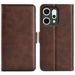 For OPPO Reno14 Pro 5G Global Dual-side Magnetic Buckle Horizontal Flip Leather Phone Case(Brown)